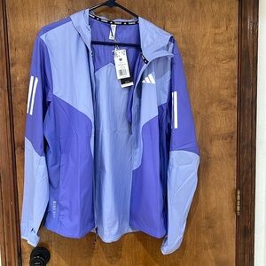 $90 Adidas Men Size Large Own The Run Jacket WIND.RDY Zip Pocket Hood Reflective